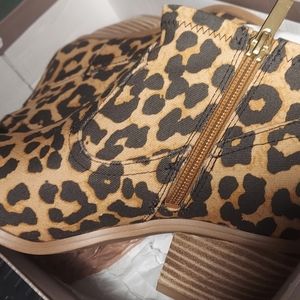 Franco sarto waterproof leapord print bootie zipper chunk heel solid